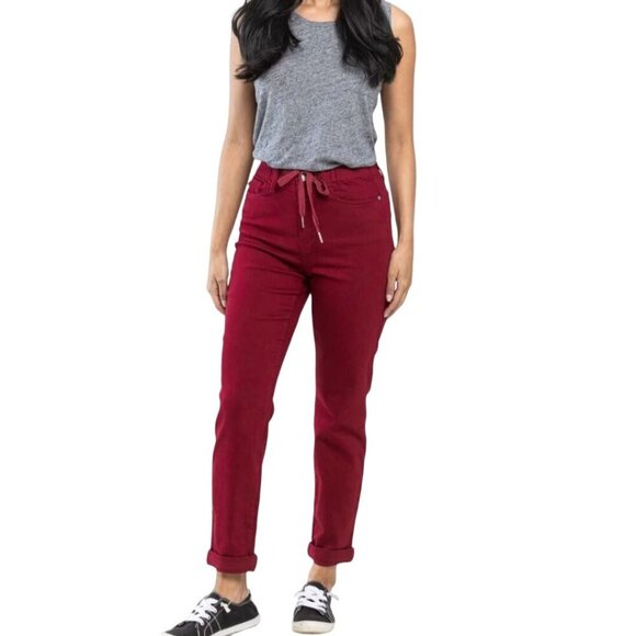 Judy Blue Pull On Double Cuff Joggers Pants Scarlet Stretch Transition Size 14W - Picture 5 of 12